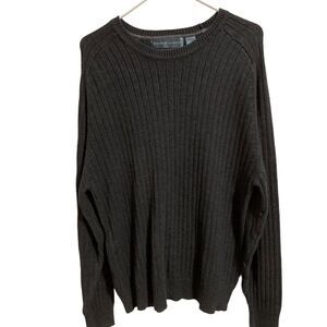 Oscar Dela Renta, gray ribbed cotton/acrylic, sweater size XXL